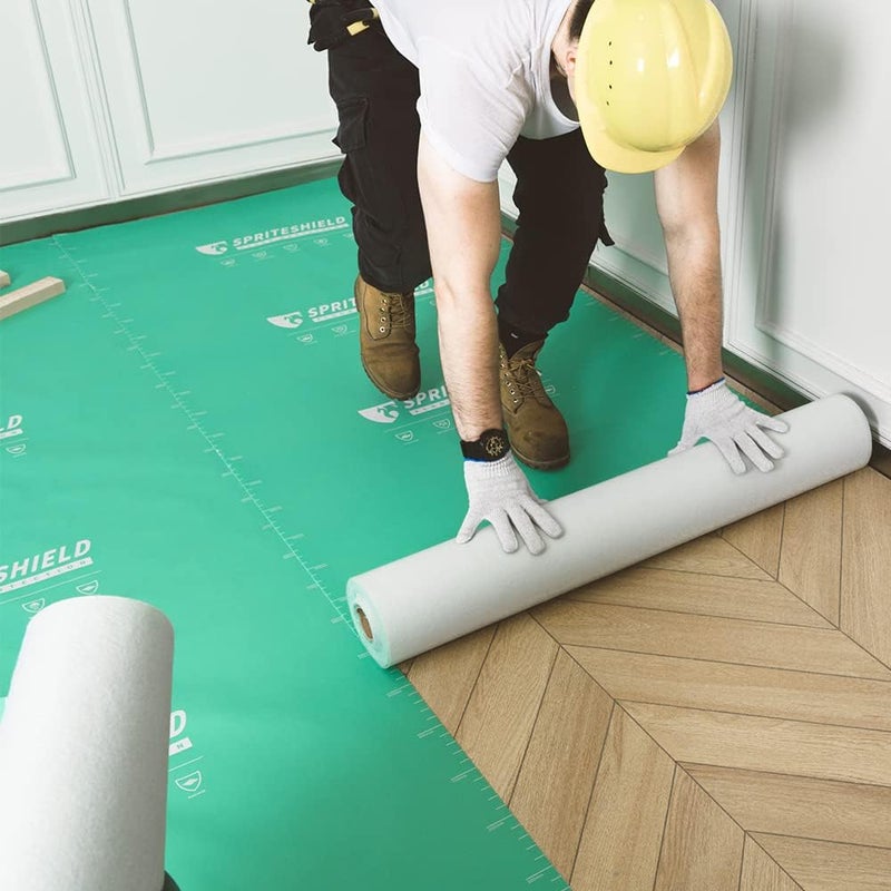 spriteshield 39" x 100' Heavy-Duty Temporary Floor Protection for Construction & Renovation, Green, Surface Protection Film for Hardwood Floors, Tile&Hard Paint Protection. (S-180G 39" x 100') - Image 1